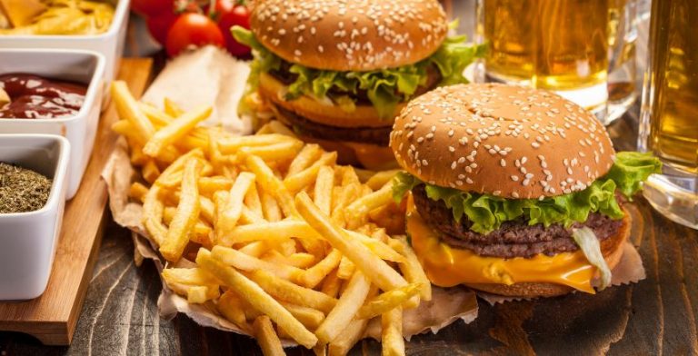 Hamburgers and French fries